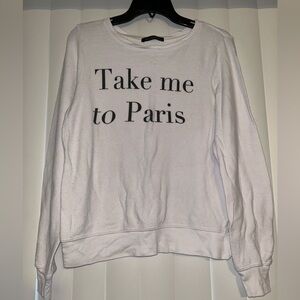 WILDFOX White 'Take Me to Paris' Sweater